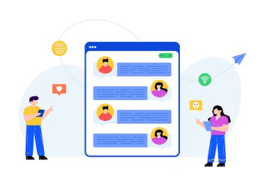 çevrimiçi sosyal medya düz biçim vektör illüstrasyon tasarımı