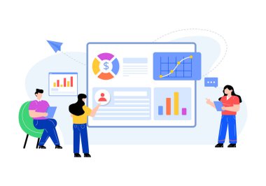 İş adamları vektör illüstrasyonunda birlikte çalışıyor