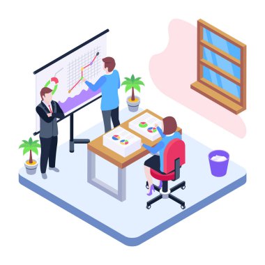 Ofiste çalışan iş adamları. vektör illüstrasyonu