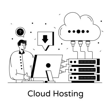Simge tasarımı ile bulut hesaplama kavramı, vektör illüstrasyonu 10 eps grafik.