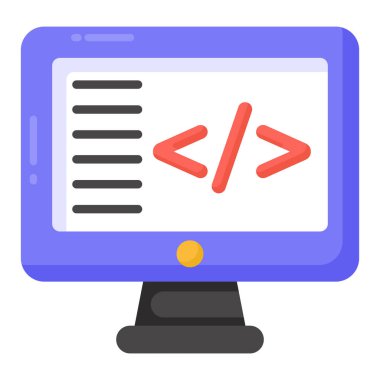 Kodlama. Web simgesi basit illüstrasyon