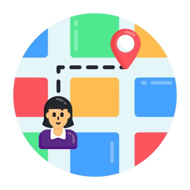 Haritası ve konum belirleyici çizimi olan kadın