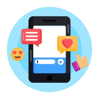 sohbet balonu vektör çizim tasarımı ile cep telefonu