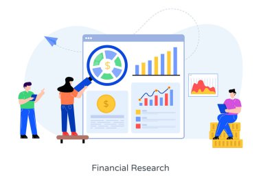 Dizüstü bilgisayar ve grafik vektör çizimi tasarımı ile çalışan iş adamları