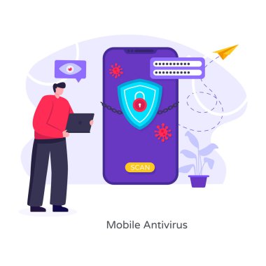 Simge tasarımı ile siber güvenlik kavramı, vektör illüstrasyonu 10 eps grafik.