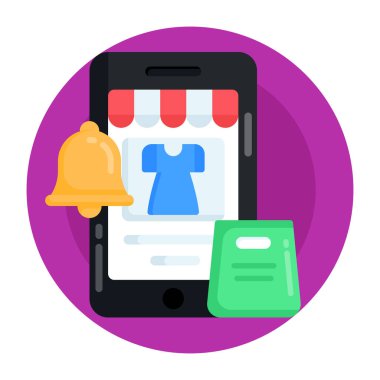 Alışveriş çantası vektör çizimi olan cep telefonu