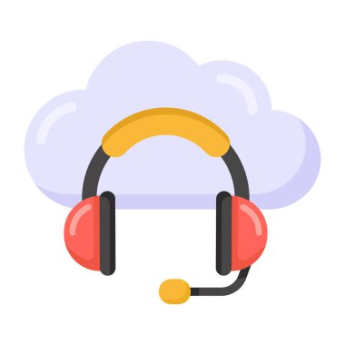 Kulaklıklı kulaklıklar ve bulut hesaplama vektörü çizimi