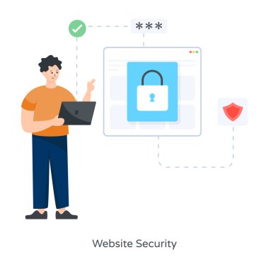 Asma kilit vektör illüstrasyon tasarımı olan adam