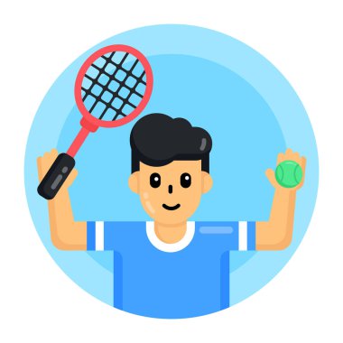 Raket ve top vektör illüstrasyon tasarımlı tenis oyuncusu