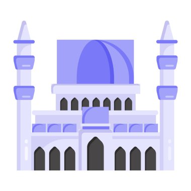 Beyaz arkaplanda karikatür tarzında cami simgesi var. din sembolü illüstrasyon.