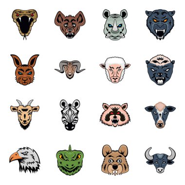 Farklı hayvanlar kümesi, vektör illüstrasyonu