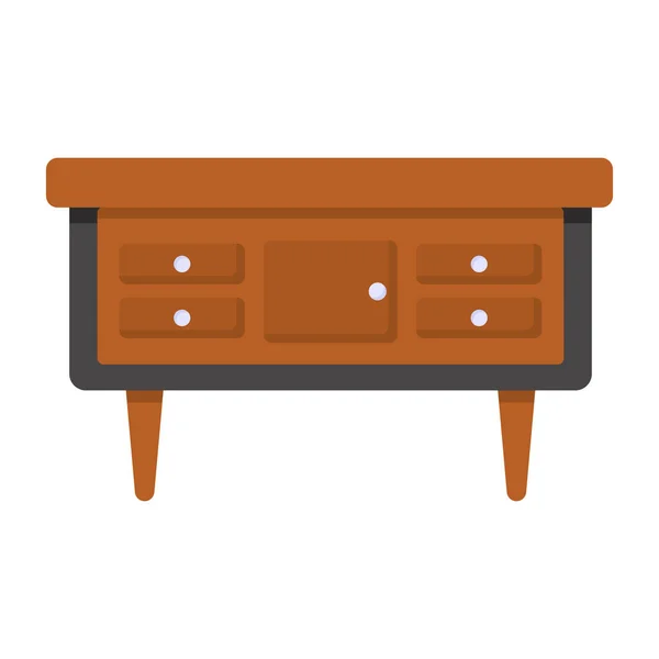 Wooden Cabinet Icon Cartoon Drawers Vector Illustration Isolated White Background — Stock Vector