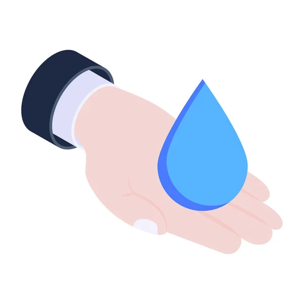 Gota Água Com Ícone Mão Sobre Fundo Branco Design Ilustração —  Vetores de Stock