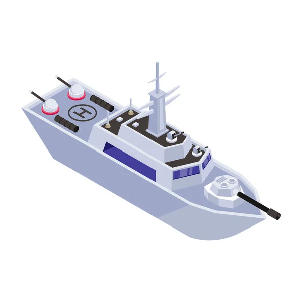 Hajóval Felszerelt Hajó Izometrikus Vektorának Ábrázolása — Stock Vector