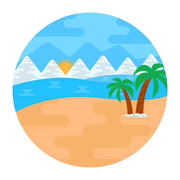 Playa Con Palmeras Vector Ilustración Diseño — Vector de stock