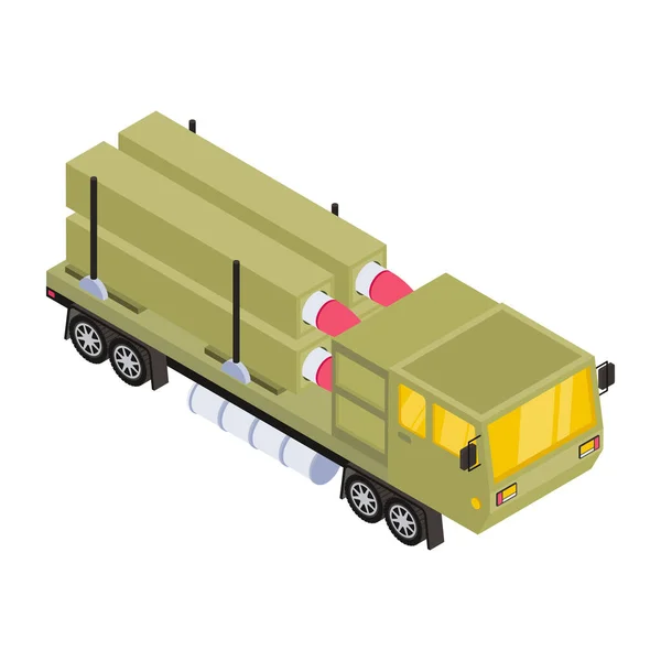 Isometrische Vektordarstellung Eines Lkw Mit Anhänger — Stockvektor
