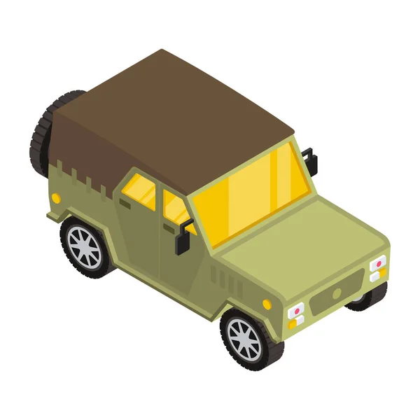 Icono Del Coche Isométrico Ilustración Vectorial Camión Militar — Vector de stock