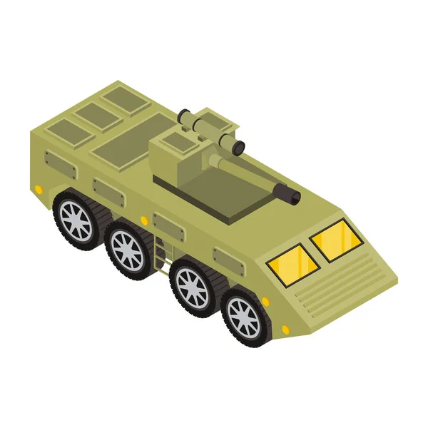 Icona Carro Armato Militare Isometrico Del Simbolo Vettoriale Del Veicolo — Vettoriale Stock