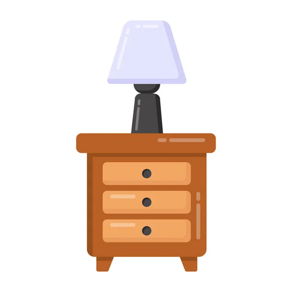 Bedside Table Lamp Icon Cartoon Cabinet Furniture Vector Icons Web — Stock Vector