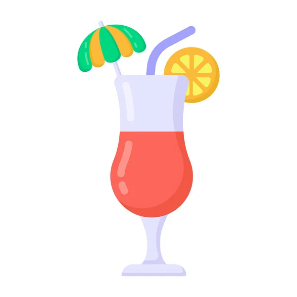 Cocktail Met Citroen Stro Vector Illustratie Ontwerp — Stockvector
