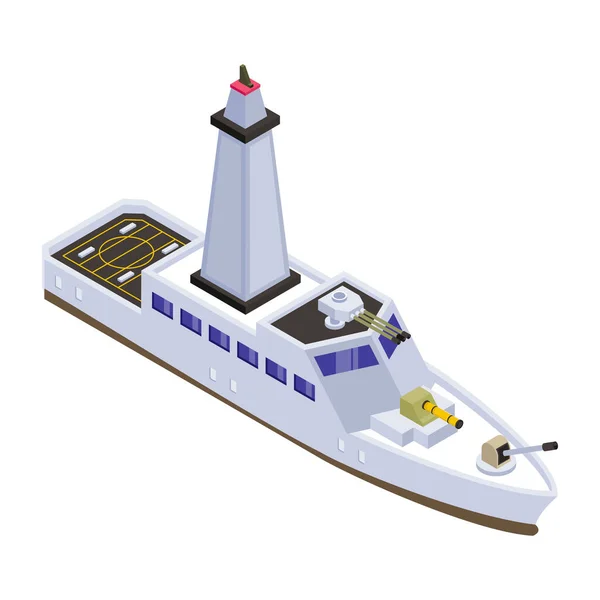 Navio Cruzeiro Isométrico Com Barco Mar Ilustração Vetorial — Vetor de Stock