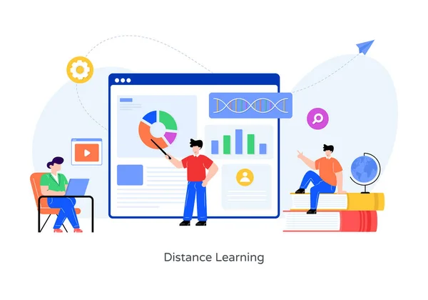 Distsnce Learning Design Ilustração Vetorial — Vetor de Stock