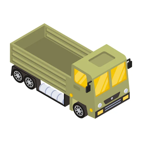 Ilustração Vetorial Isométrica Caminhão Verde Carro Militar Isolado Fundo Branco —  Vetores de Stock