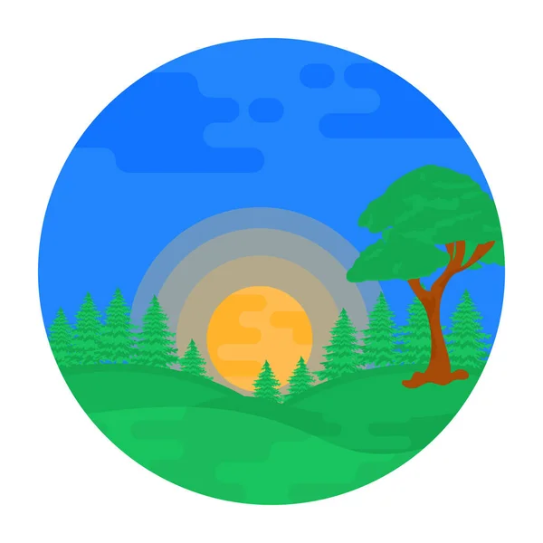 Landschaft Mit Bäumen Und Waldvektor Illustration Grafikdesign — Stockvektor