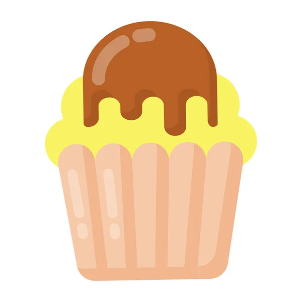Cupcake Čokoládovou Smetanou Sladkým Dezertem Vektorové Ilustrační Design — Stockový vektor
