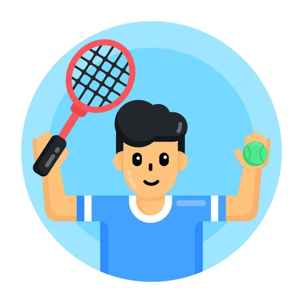 Joueur Tennis Avec Raquette Illustration Vectorielle Balle — Image vectorielle