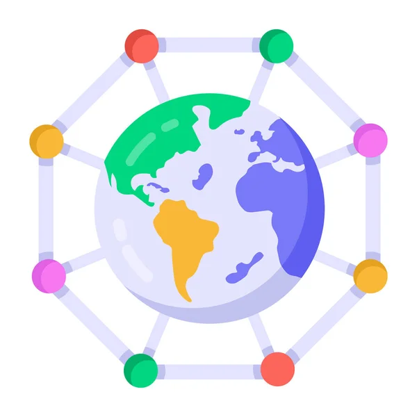 World Map Icon Flat Illustration Globe Vector Icons Web Design — Stock Vector