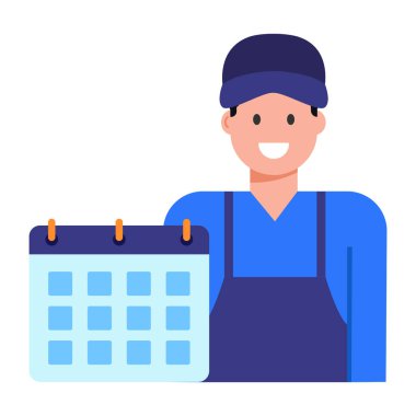 Takvim tasarımı olan adam, vektör illüstrasyon eps10 grafiği