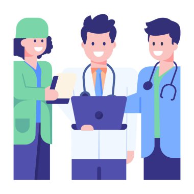 Stetoskop ve pano vektör illüstrasyon tasarımlı doktorlar