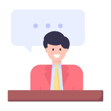 Konuşma balonu vektör illüstrasyonu ile iş adamı