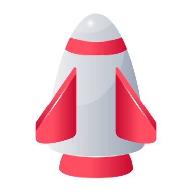 Roket ikonu. Web için kırmızı gemi vektör simgelerinin basit çizimi