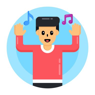 Akıllı telefonu ve güneş gözlüğü vektör çizimi olan bir adam.