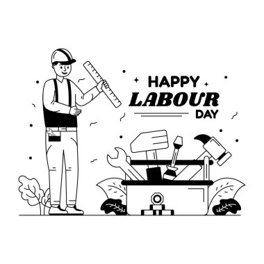 Mutlu İşçi Bayramı kutlama vektörü illüstrasyonları