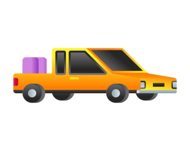 Araç ikonu. beyaz arkaplanda izole edilmiş web tasarımı için dağıtım kamyonu vektör simgelerinin çizgi filmi