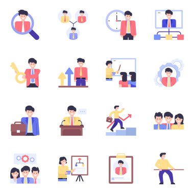 İş adamları ve ofis çalışanları. vektör illüstrasyonu