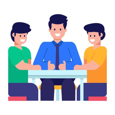 Ofis vektör illüstrasyon tasarımında oturan bir grup insan