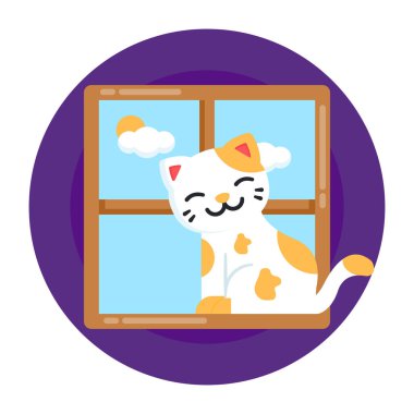 Elinde kitap olan bir kedi. vektör illüstrasyonu