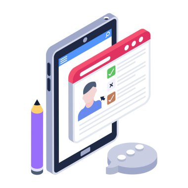 Konuşma balonu ve kalem vektör illüstrasyon tasarımlı akıllı telefon