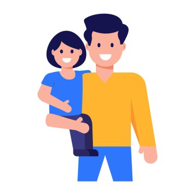 baba ve kız web simgesi vektör illüstrasyonu 