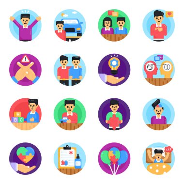 Web ve mobil uygulama vektörü illüstrasyonu için düz simgeler