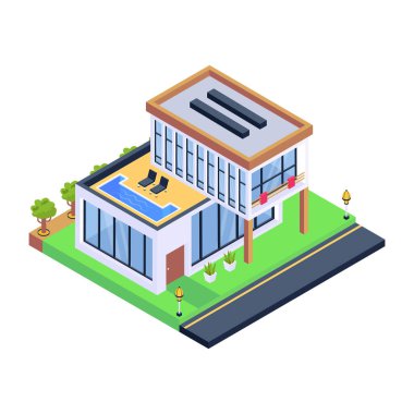 izometrik şehir inşa vektör çizimi