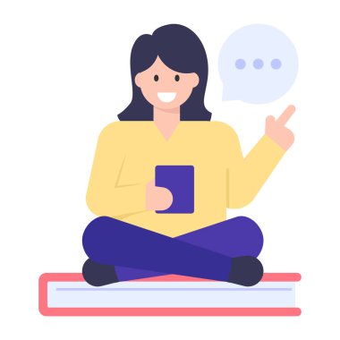 Akıllı telefon vektör illüstrasyon tasarımlı kadın