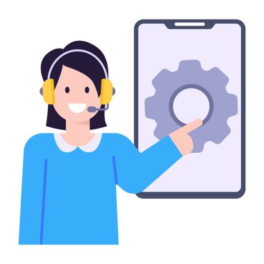 çağrı merkezi operatörü web simgesi vektör çizimi 