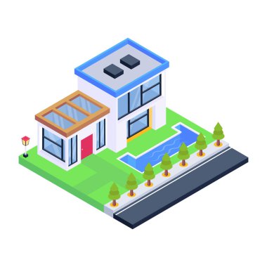 izometrik şehir inşa vektör çizimi