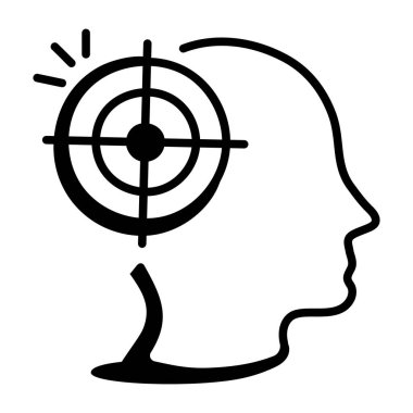 hedef simge vektörü. Taslak adam düşünme işareti. izole edilmiş sınır sembolü çizimi