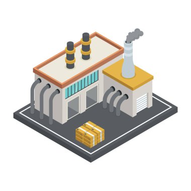 Sanayi fabrikası izometrik vektör çizimi